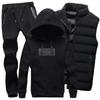 Men's Autumn and Winter Sweater Vest Casual Three-piece Suit Fashion Simple Casual Handsome Hooded Sports Three-piece Suit