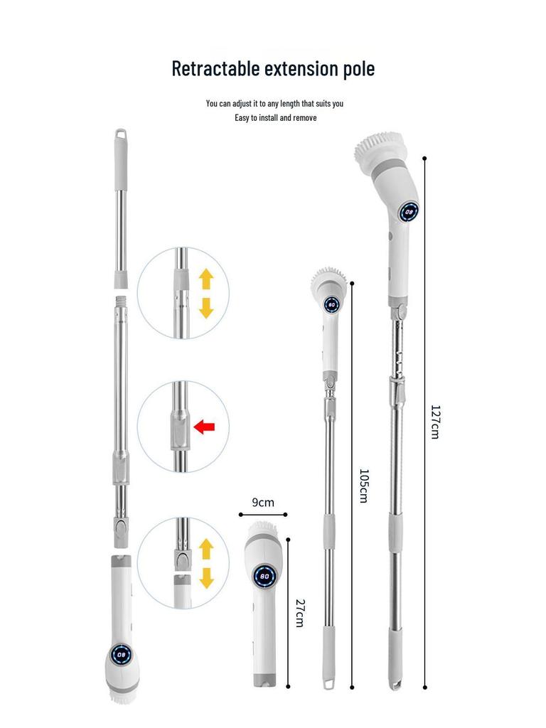 Wireless Retractable High-End Electric Cleaning Brush for Home and Bathroom