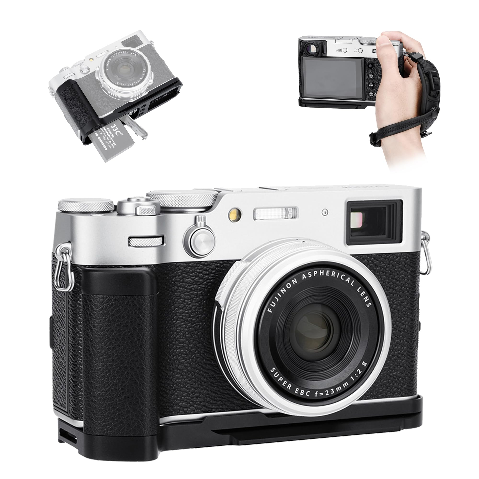 

Upgraded JJC Metal Hand Grip for Fujifilm X100V and X100F Cameras, Convenient Memory Card and Battery Replacement
