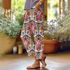Women's Fashionable Floral Print Straight Leg Pocket Elastic Waist Casual Pants Pants