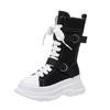 Women's 2026 Autumn/Winter British Style Dr. Martens High-Top Canvas Boots with Thick Sole and Round Toe