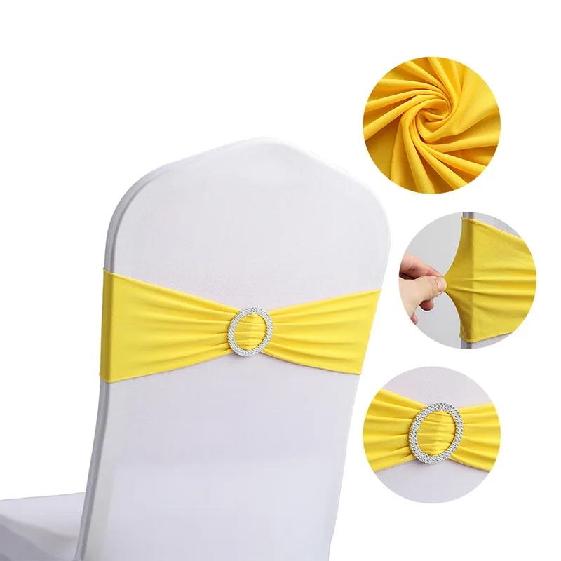 10/50 Pcs Polyester Spandex Chair Sashes Bands Stretch Chair Ties Bows with Buckle Slider for Wedding Banquet Party Decoration
