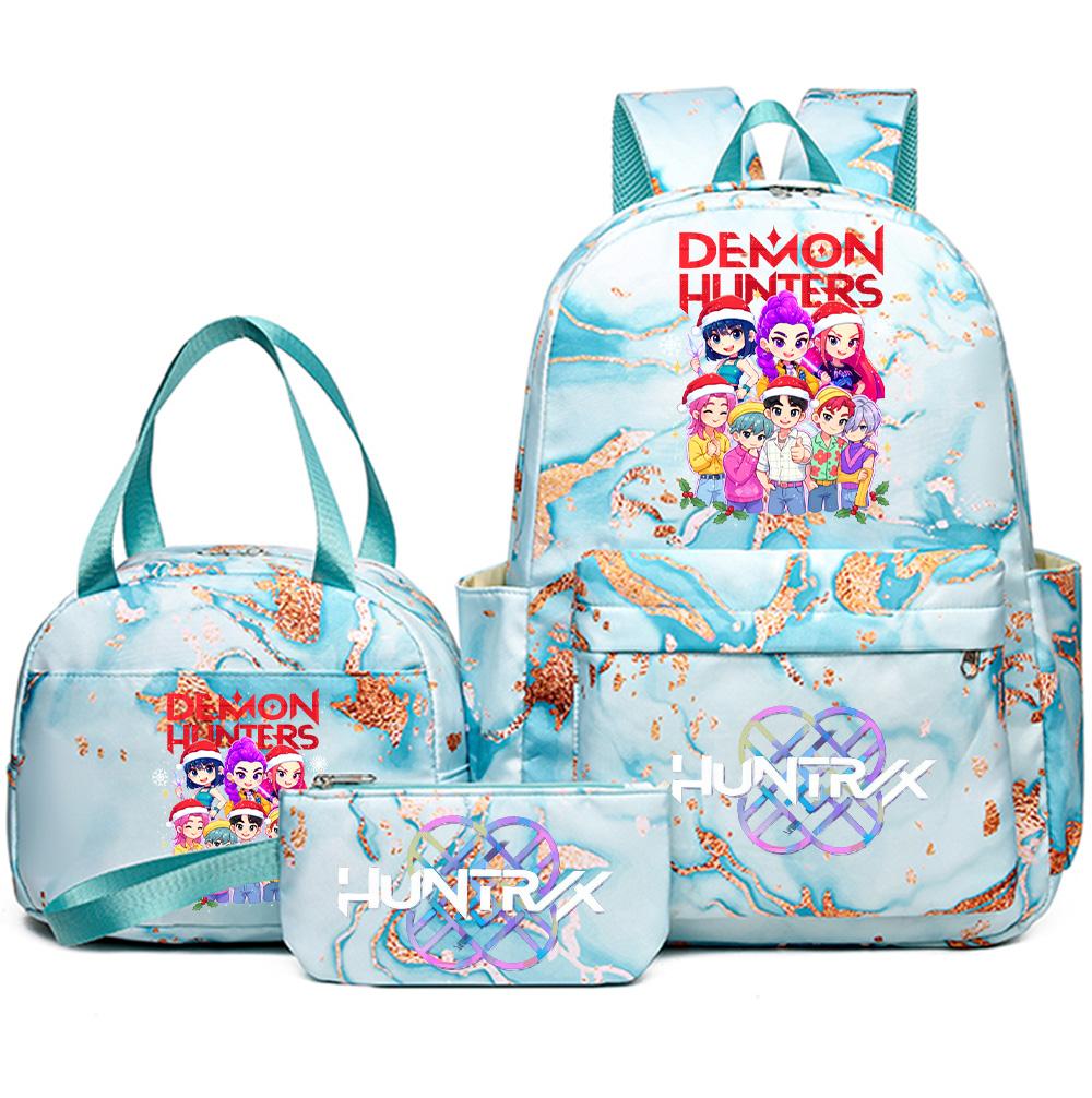 3Pcs/set Christmas Kpop Printed Backpack with Handbag Pencil Case for Teenager Student Girl Boy Bookbag Schoolbag Large Capacity Travel Bag Kid Gift