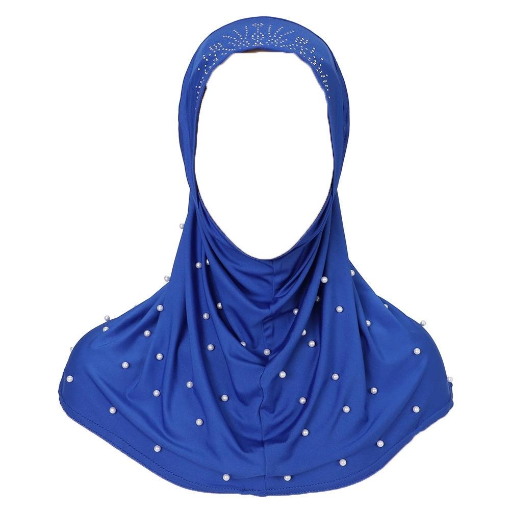 Women Pearl Decorated Hijab Scarf Shimmer Edge Shawl Women Soft Premium Jersey Hijab Turban Islam Solid Color Headscarf