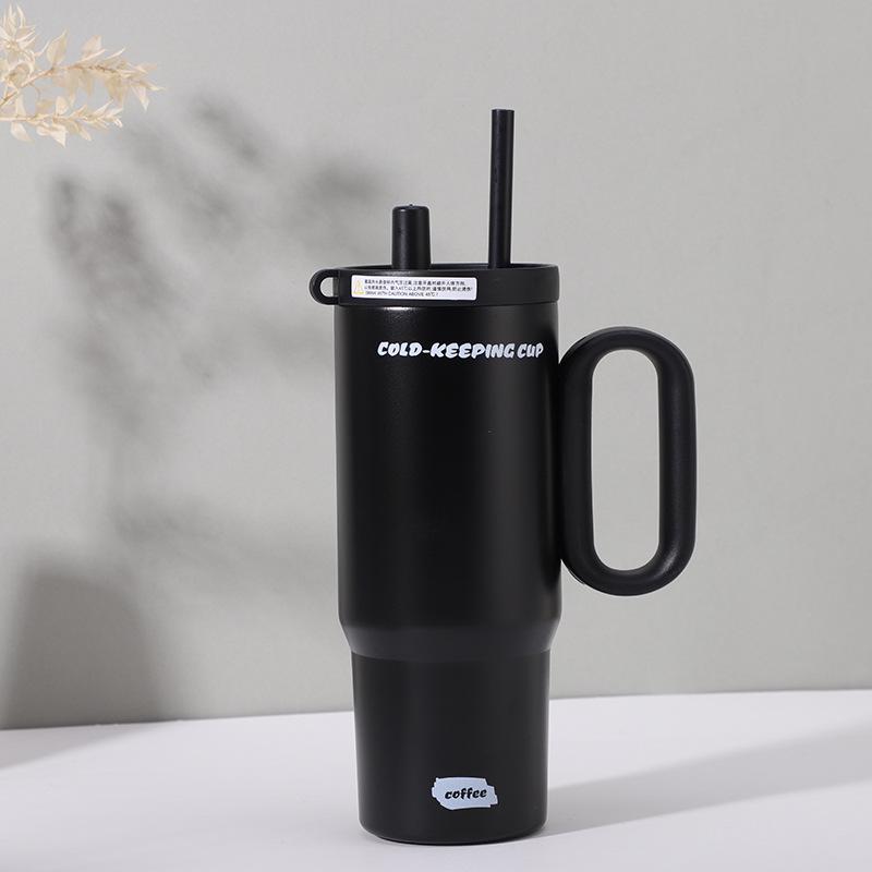 Jumbo Sunset Icebreaker Stainless Steel Thermos with Handle & Straw - Large Capacity, Portable Cold Storage for Outdoors