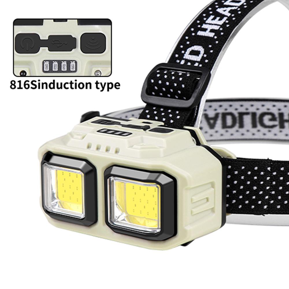 LED Stirnlampe mit Bewegungssensor 4 Lichtmodi LED Stirnlampe Verstellbar Kopf Taschenlampe Typ C USB Aufladung für Camping Laufen Wandern