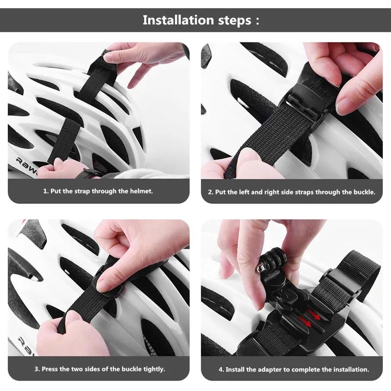for Gopro 13 12 11 for Insta360 X4 X3 Bike Camera Helmet Mount Strap Attachment with Bracket Adapter Base for DJI Action 5 4 3