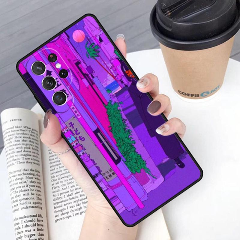 Japanese Style Anime phone case Cover For Samsung Galaxy S24 S25 Ultra S21 S22 Ultra S10E Note 10 Plus Note 20 FE S23