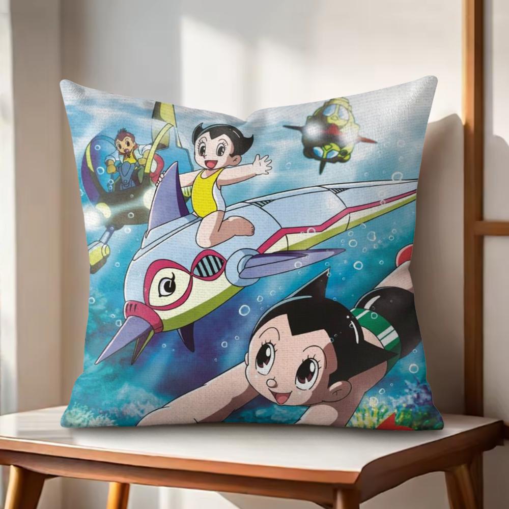 Anime Comic AAstro Boy Cushion Cover Natural Linen Organic Fabric DoubleSided Printing Couch Pillow Covers Home Decor