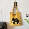 Spring and summer simple canvas elephant printing large capacity versatile relaxation shoulder bag environmental protection tote bag