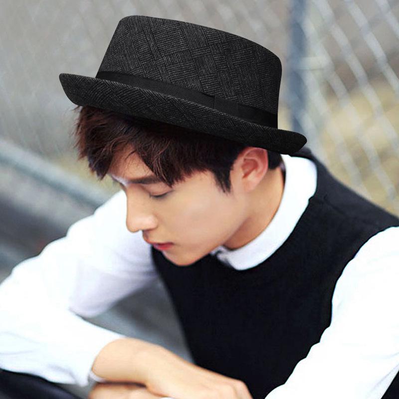 Męski bawełniany i lniany kapelusz przeciwsłoneczny w kratę - styl retro jazzowy, daszek outdoorowy, kapelusz dla dżentelmena do hip-hopu i tańca ulicznego