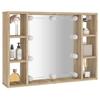 Mirror Cabinet with LED Lighting Sonoma Oak Finish 76 X 15 X 55 Cm