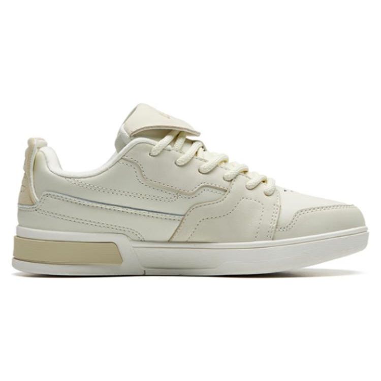 Anta Aoyu Non-Slip Shock Absorption Low-Top Skate Shoes Women Skate Shoes White Yellow 122238073-2