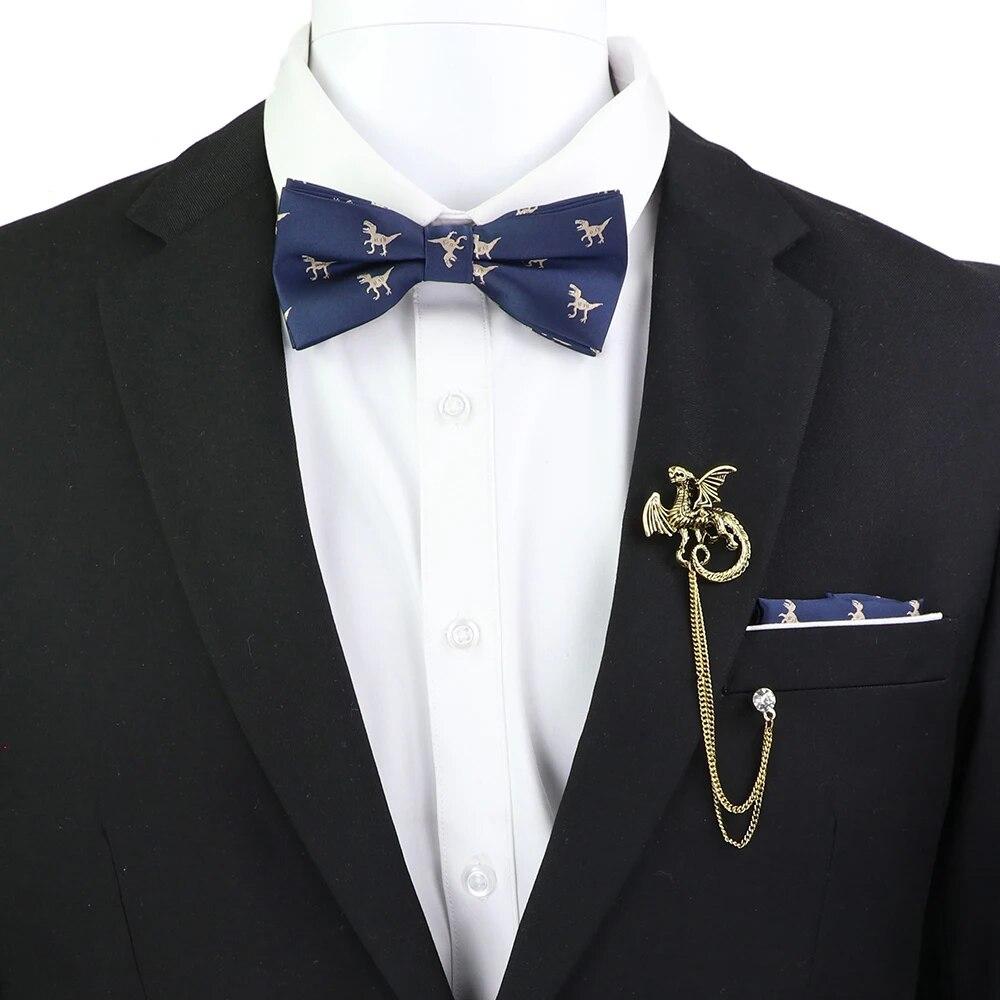 Набір краваток-метеликів, візерунок із зображенням черепа-дракона, чоловіки, платок із метеликами, брошка з китицями, весілля, вечірка на Хелловін,