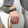 Mens Stainless Steel Braided Bracelet With Magnetic Clasp Multi-Layer Leather Wristband Geometric Design