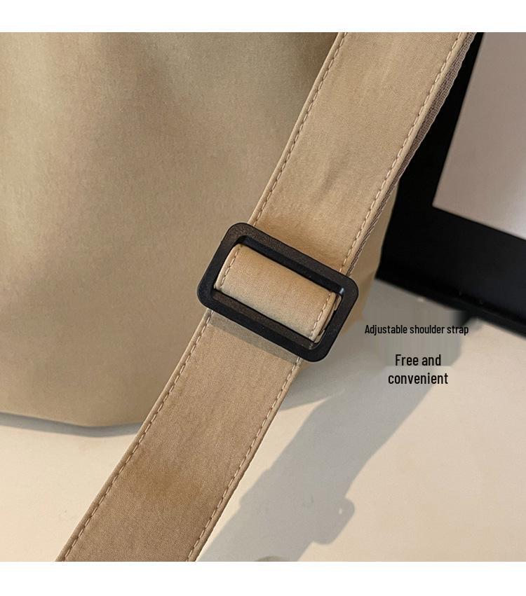 2026 Chic Japanese Workwear Style Solid Color Women's Casual Handbag - Drawstring Fashion Single Shoulder Crossbody Bag