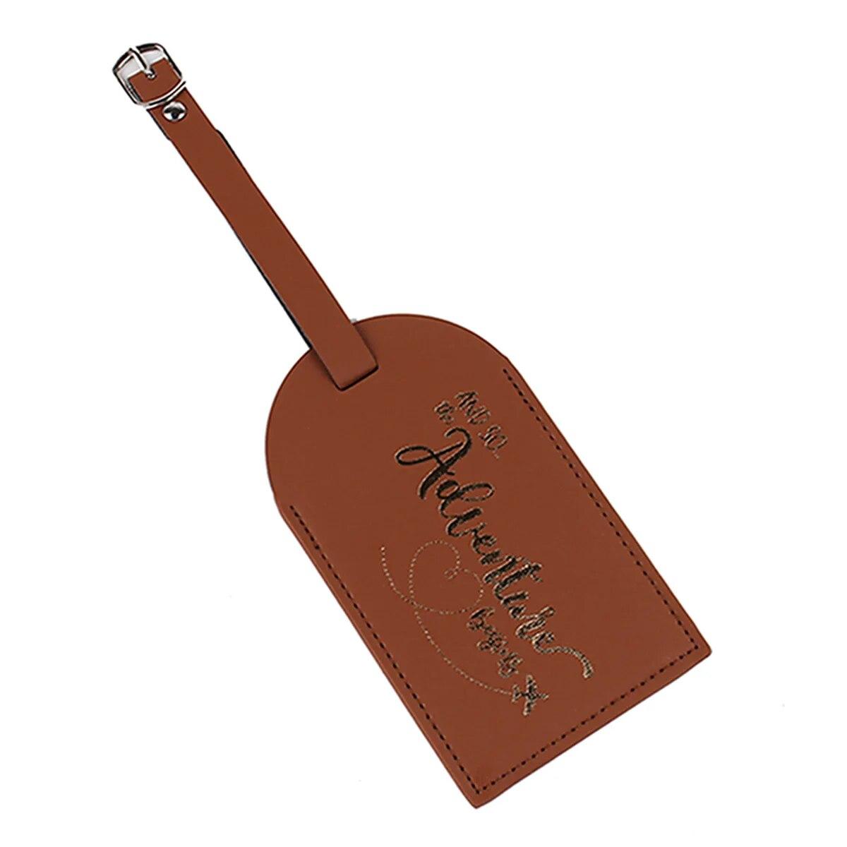 

1 шт., женская и мужская багажная бирка из искусственной кожи, этикетка для чемодана, багажная сумка, бирка с именем, ID адресом, держатель, дорожные аксессуары светло-коричневого