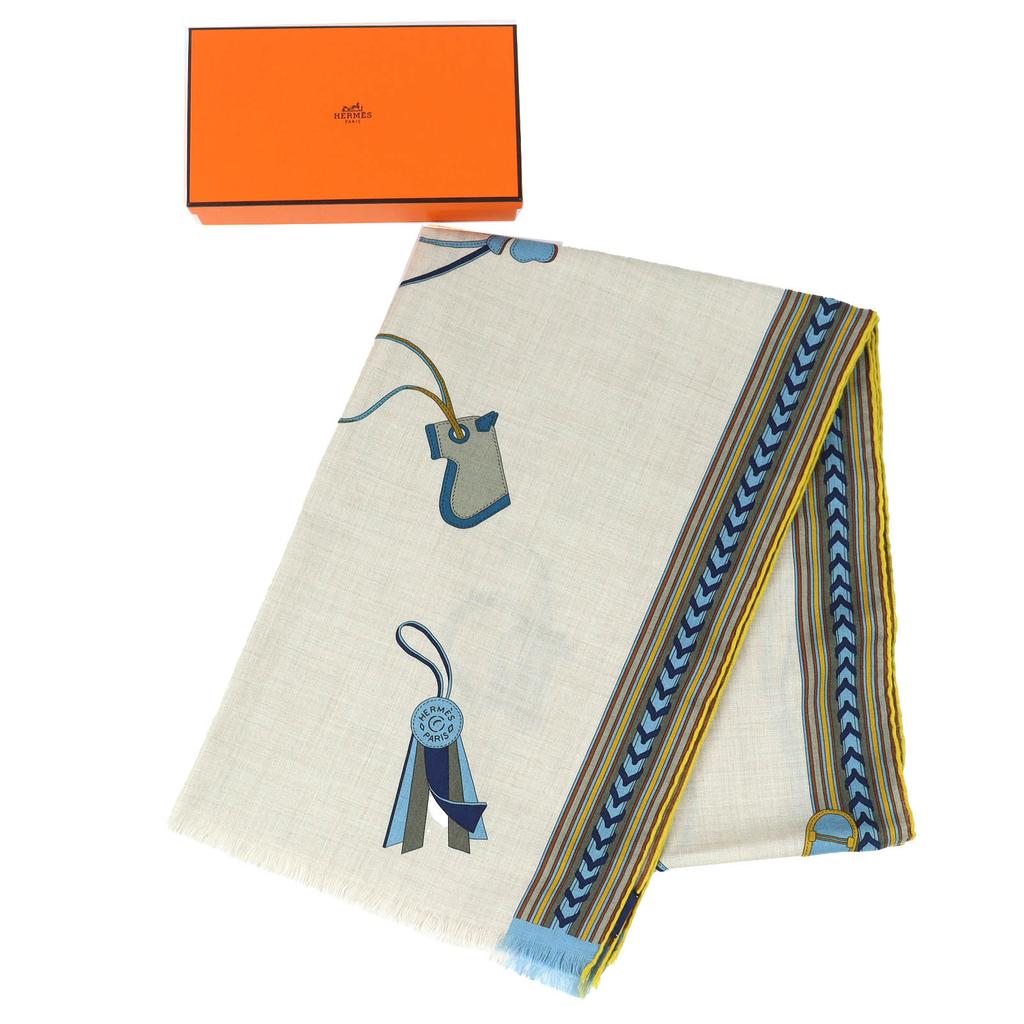 Excellent HERMES Stall Rectangle BRIDES ET GRIS GRIS (Bridles and Charms) Used