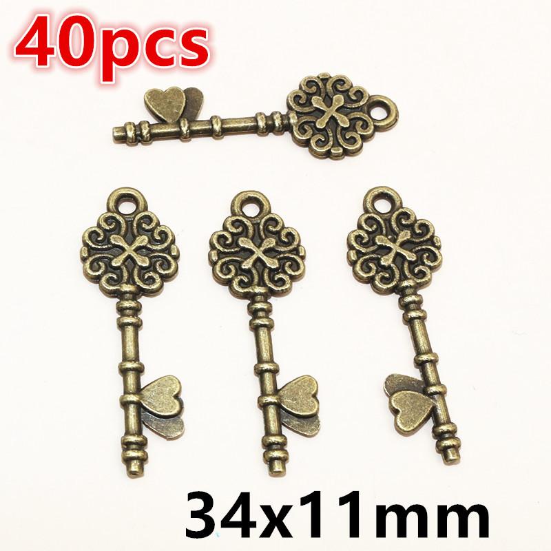20-50pcs Alloy Metal Key Charms Pendant DIY Jewelry Making Accessories Findings for Earrings Necklace Bracelet