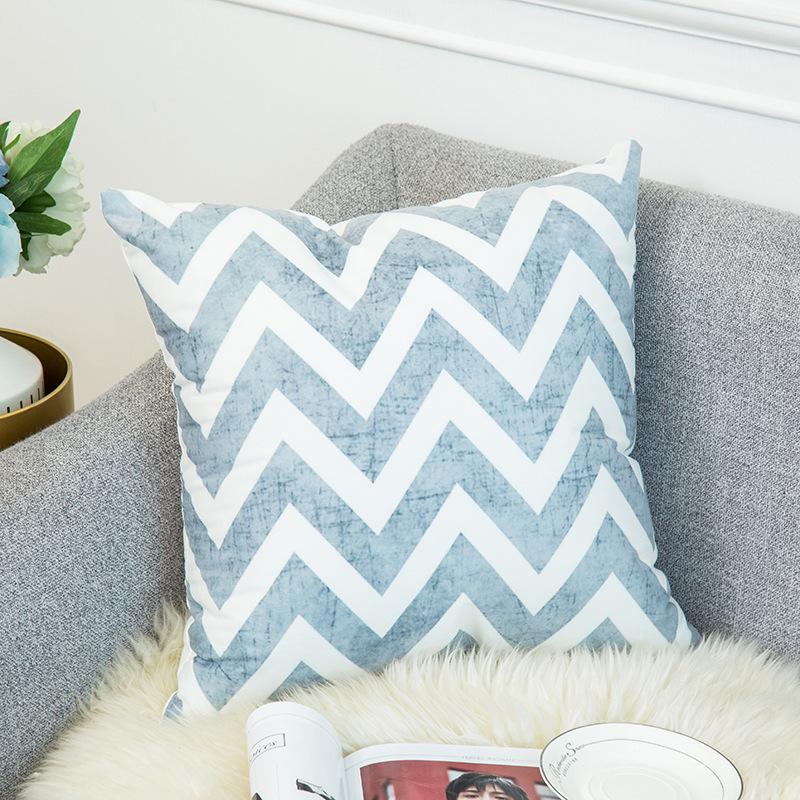 Warm Yellow and Gray Geometric Striped Pillowcase Pattern Sofa Thickened Short Plush Simple Cushion Cover Does Not Include Pillowcases