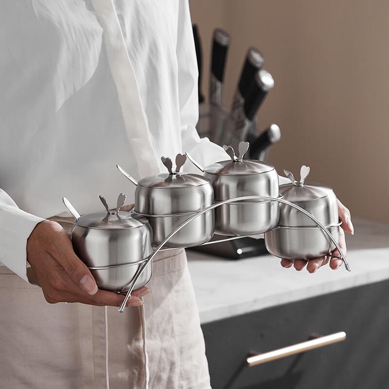 ZISIZ Korean Style Stainless Steel Seasoning Jar Set