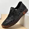 Fashion Print Fashion Sneakers Women Handmade Leather Casual Women Shoes Design Platform Loafers Breathable Flats Shoe Driving Plus Size