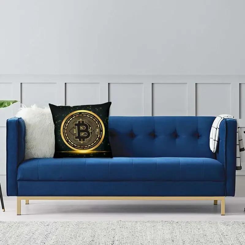 Bitcoin Crypto Cryptocurrency Throw Pillow Cover Home Decorative Custom Square Blockchain Btc Cushion Cover 40x40cm Pillowcover