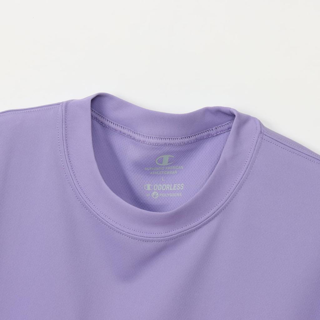 Champion Basketball Light Long Round Odor with Graphic Logo Print Women's T-Shirt, Purple, CW-AB427, Sleeve, Neck, Antibacterial, Resistant,