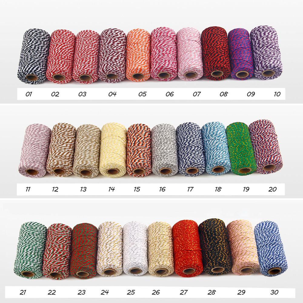 100 Meter 2 mm Baumwoll-Bäckerschnur, Baumwollkordel, Seil für Heimdekoration, handgefertigte Weihnachtsgeschenkverpackung, Basteln, DIY-Geschenkpapier