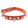 Alloy Spike D-ring Choker, Faux Pearl Rivet D Buckle Leather Clavicle Necklace