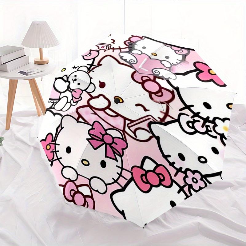Hello Kitty,Pink Automatic Folding Umbrella-Simple 8-Rib Design, Bright Cartoon Pattern, Durable Iron Frame, Suitable For Travel, Outdoor, B