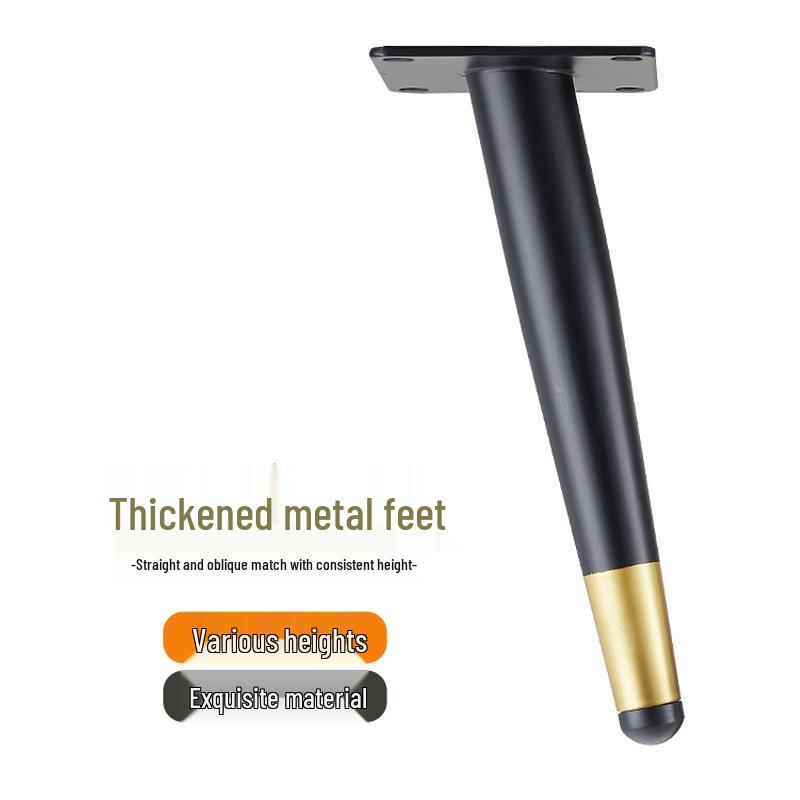 Minimalist Black & Gold Metal Furniture Legs - Straight/Inclined Cone for Sofas, Cabinets, TV Stands, Coffee Tables
