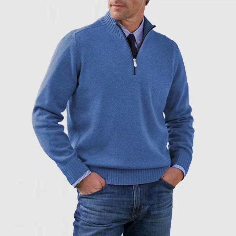 Autumn/Winter Men'S Plus-Size Knit Top, Zip-Up Knit Shirt, Warm Base Layer, Sweater For Men