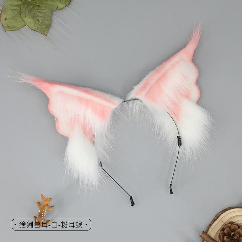 Handmade Plush Animal Ear Headband Cosplay Anime Convention - Lynx Cat Ears Hair Accessory In Sweet Kawaii Style