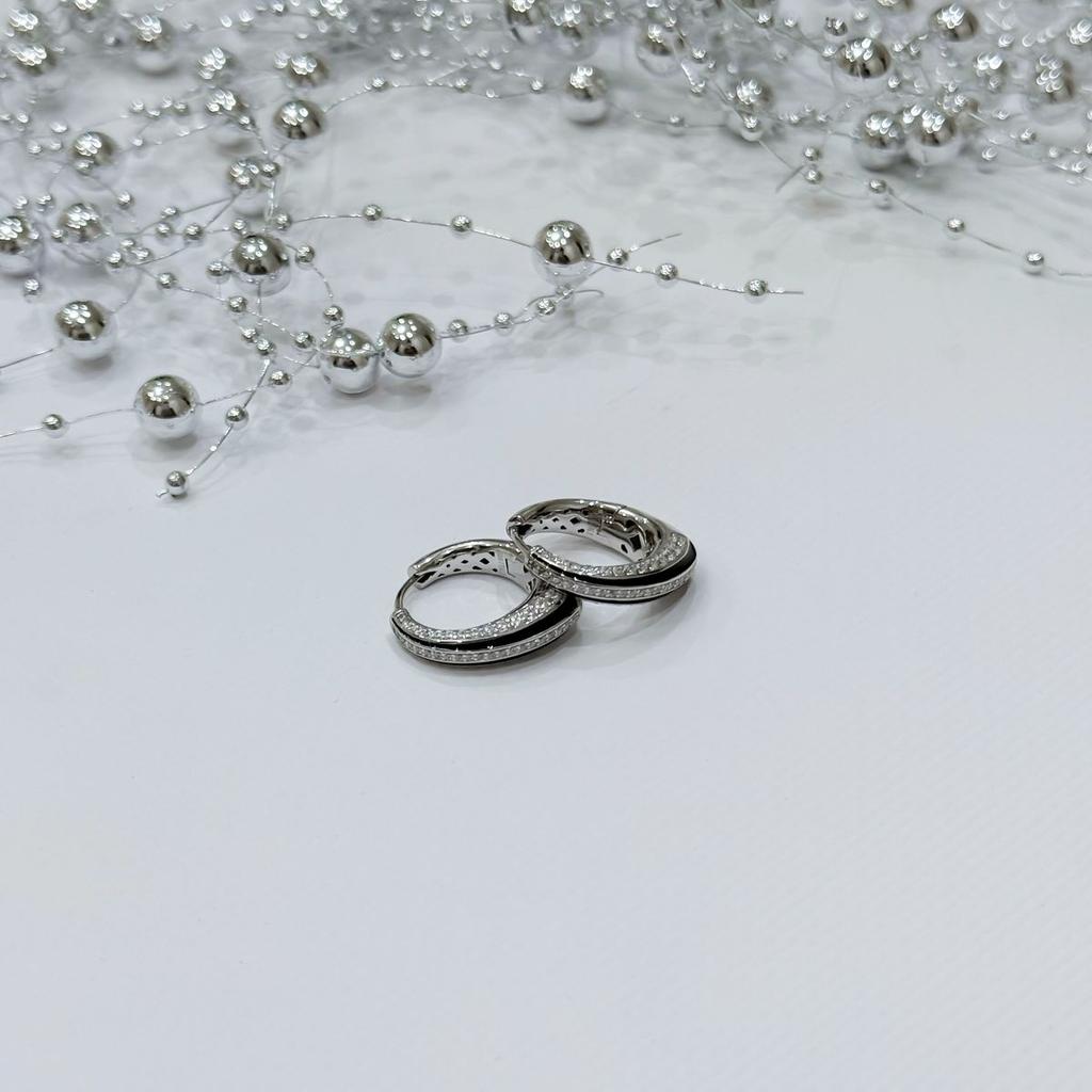 Silberohrringe mit Zirkonia, Emaille (2175407)