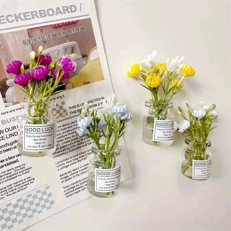 8pcs Mini Vase Magnets Cute Mini Refrigerator Magnets 3D Vase Fun Refrigerator Accessories Kitchen Decoration Holiday Gift