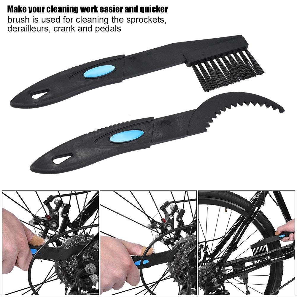 2pcs Bike Chain Crank Sprocket Cleaning Tool Bicycle Washing Brushes Tackle Kit Accessory