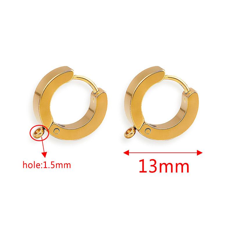 10pcs Gold Stainless Steel Hoop Earrings Hooks Round Earring Post for Women DIY Earrings Making Supplies Jewelry Accessories