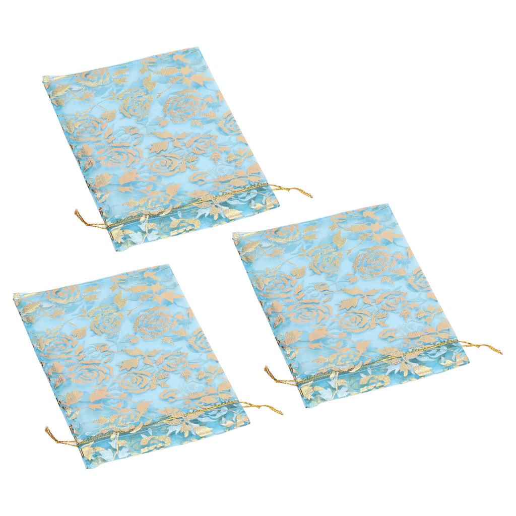 200 Pcs Organza Bag Drawstring Closure Print 6.3x4.3in Mesh Gifts Bags Organza Jewelry Mesh Pouch