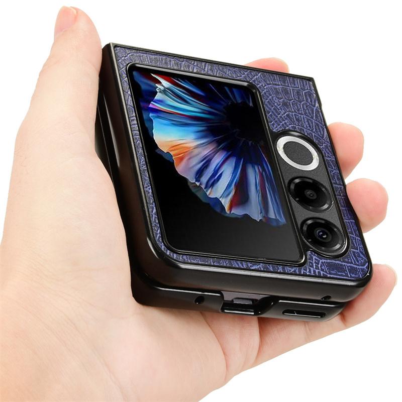 

Чехол для ZTE Libero Flip 2 5G из натуральной кожи с крокодиловым зерном для ZTE Nubia Flip2 5G Жесткий ПК+ПУ чехол для телефона For ZTE Flip 2 5G