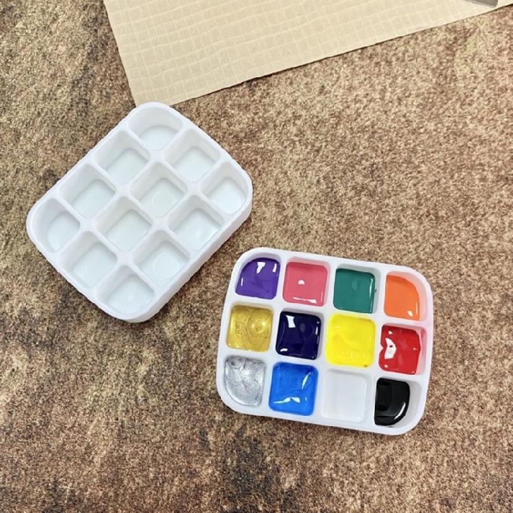 Leakproof Watercolor Paint Palette Box with Lid 12 Well Travel Paint Case Metal Paint Container Acrylics Paint Box