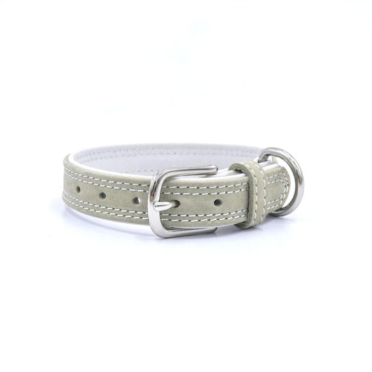 High Quality Durable Genuine Cow Leather Dog Leash Collar Set Solid Pattern Luxury Real Pet Lead Collar Factory