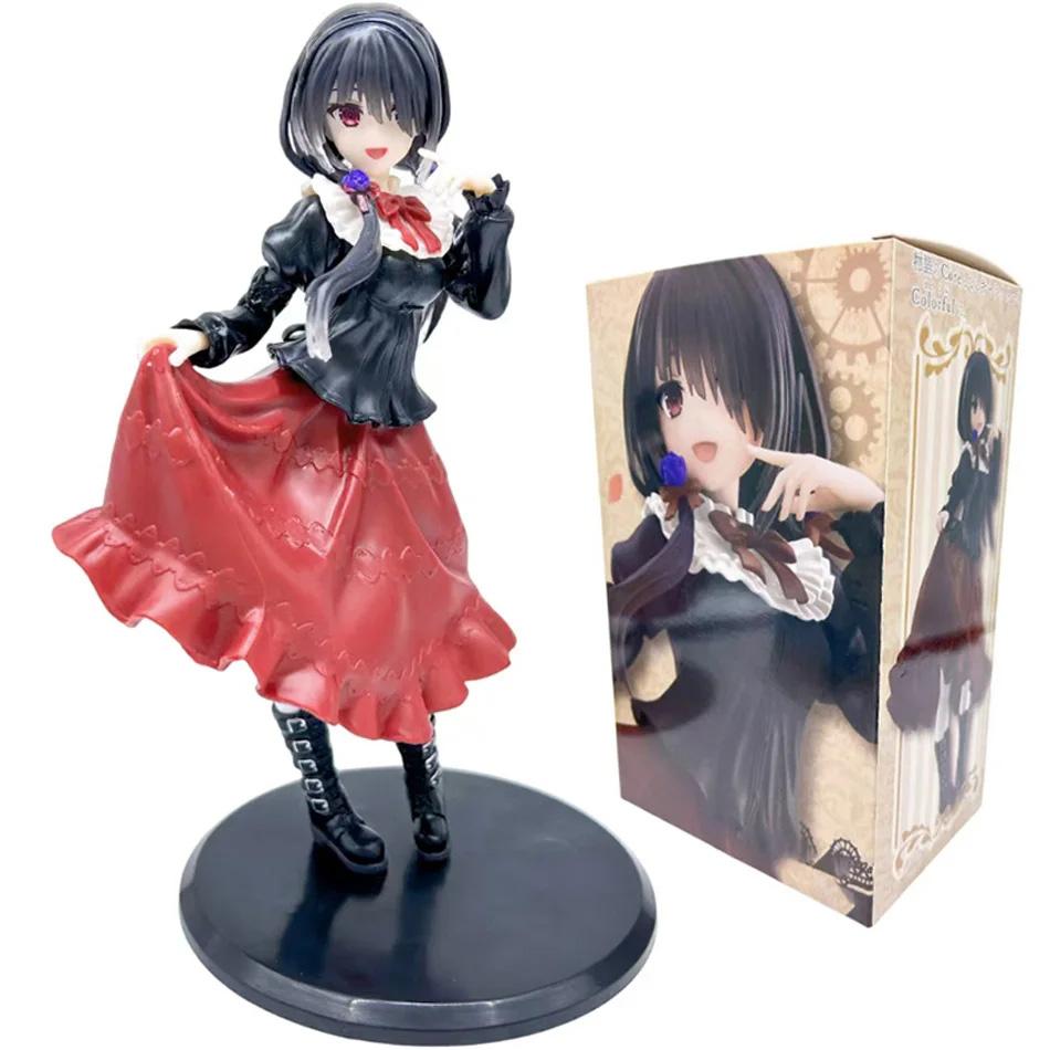 19cm DATE ALIVE IV Anime Figure Kawaii Kurumi Tokisaki Action Figure Red Dress Beautiful Girl Collection Model Doll Toy Gifts