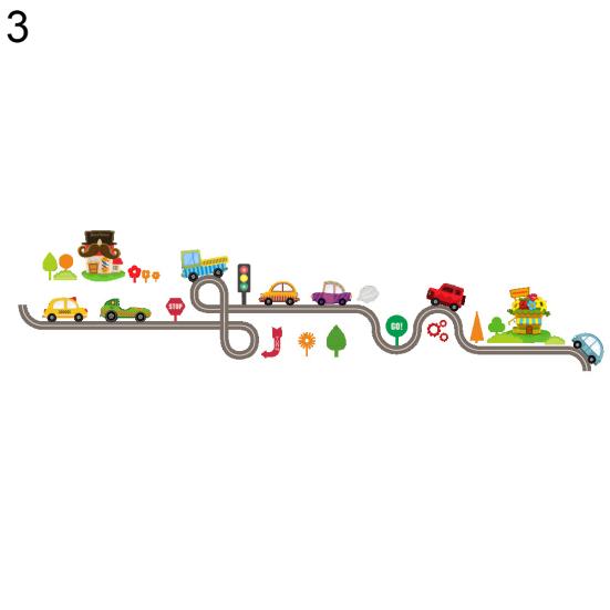 Cartoon Car Road Pattern Removable Wall Stickers DIY Art Decal Kids Room Decor