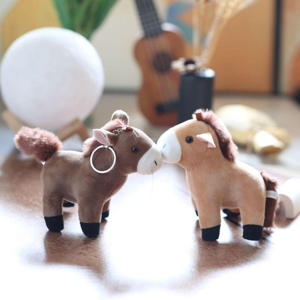 Cute Cartoon Stuffed Horse Doll Stuffed Animal Little Horse Keychain Bag Pendant