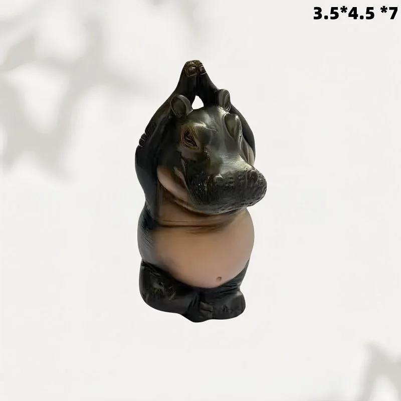 Cartoon Abstract Hippopotamus Resin Ornament Yoga Hippopotamus Crocodile Statue Home Office Desktop Ornament Decorative Item