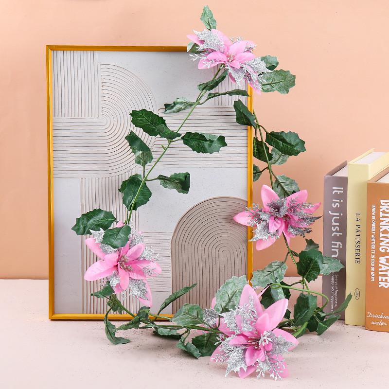 Christmas Decor Artificial Garland With Faux Flowers For Home Holiday Festive Atmosphere