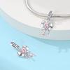Fit Original Copper Charms Beads Pink Zircon Bow Tie Charms For Women Fine Diy Birthday Jewelry Gifts