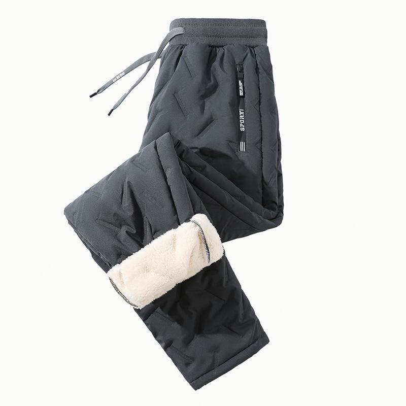 Men's Winter Fleece-Lined Cotton Trousers Thickened Casual Trousers Loose Fit, Plus Size Windproof, Cold-Resistant, Warm Trousers for Men