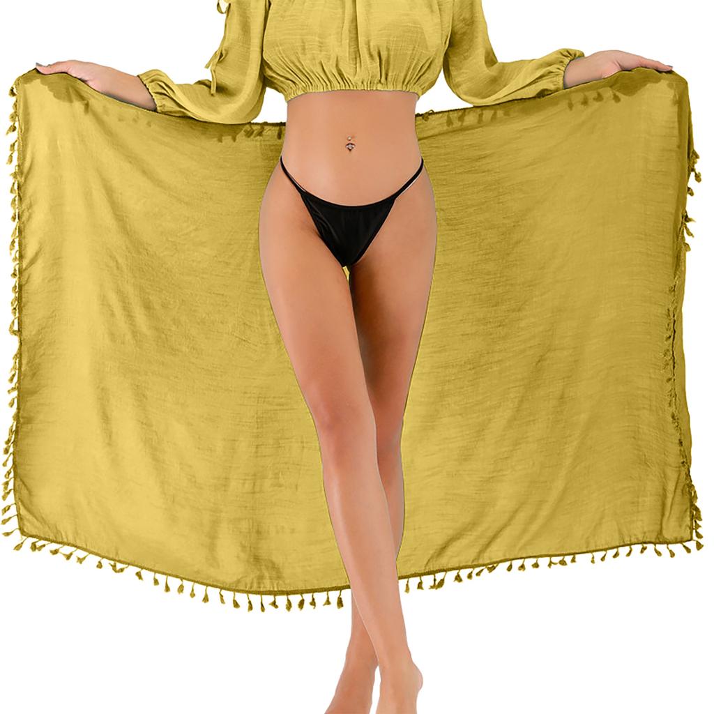 Women's Beach Vacation Sun  Tassel Wrap Skirt  Apron Skirt Midi Skirt